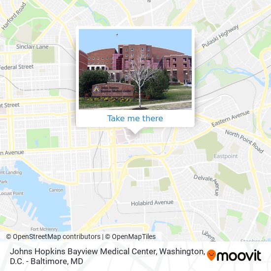 Mapa de Johns Hopkins Bayview Medical Center