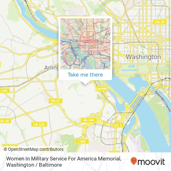 Women In Military Service For America Memorial map