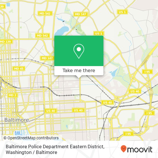 Baltimore Police Department Eastern District map