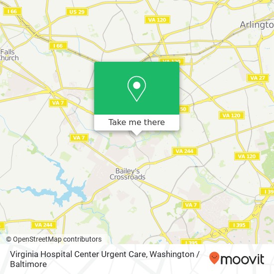 Virginia Hospital Center Urgent Care map