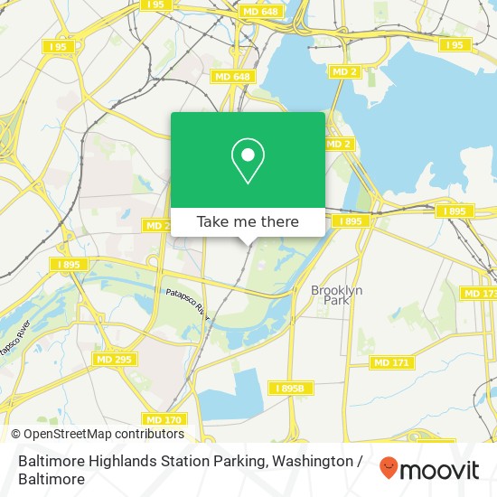 Baltimore Highlands Station Parking map
