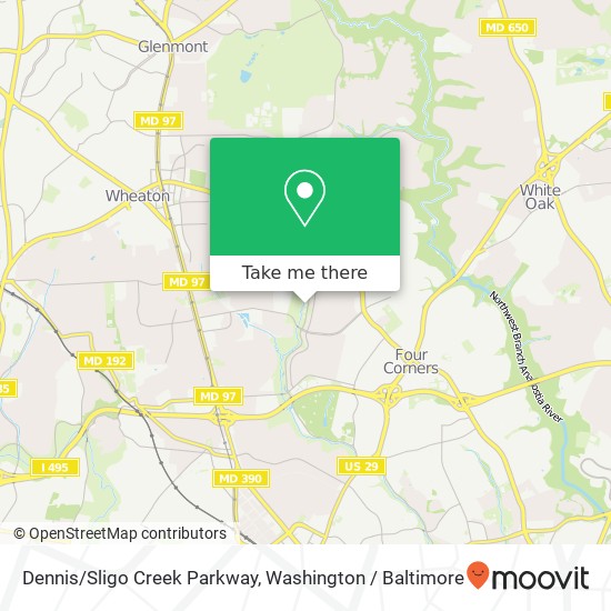 Dennis/Sligo Creek Parkway map