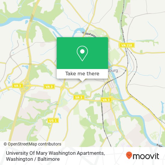 Mapa de University Of Mary Washington Apartments