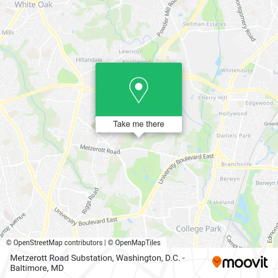 Metzerott Road Substation map