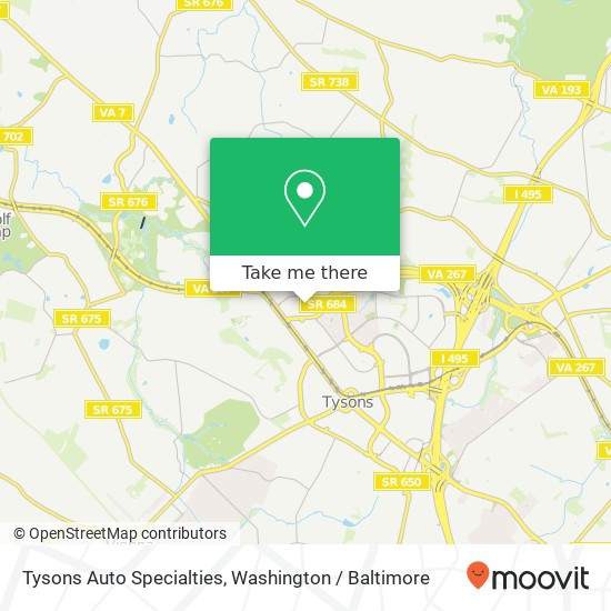 Mapa de Tysons Auto Specialties