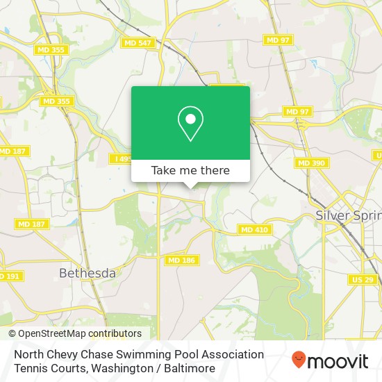North Chevy Chase Swimming Pool Association Tennis Courts map
