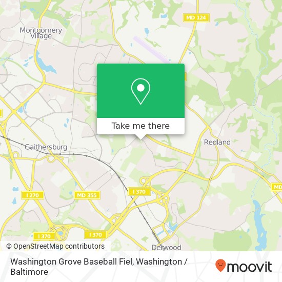 Washington Grove Baseball Fiel map