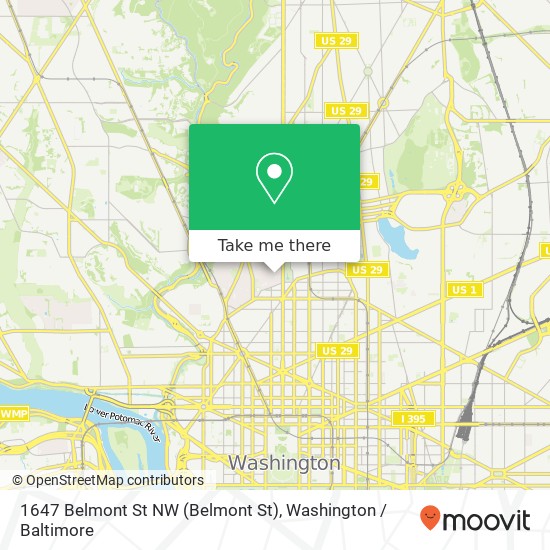 Mapa de 1647 Belmont St NW (Belmont St), Washington, DC 20009