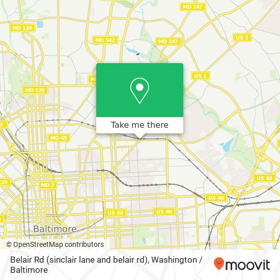 Belair Rd (sinclair lane and belair rd), Baltimore, MD 21213 map