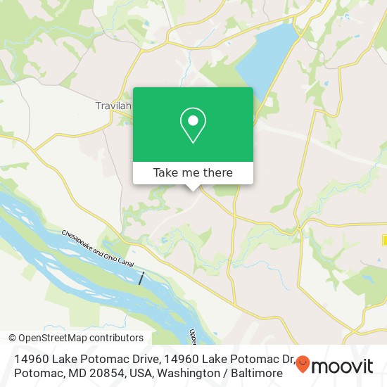 Mapa de 14960 Lake Potomac Drive, 14960 Lake Potomac Dr, Potomac, MD 20854, USA