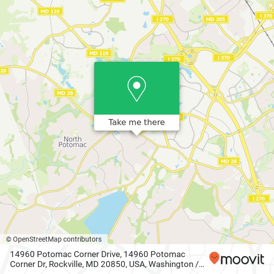 14960 Potomac Corner Drive, 14960 Potomac Corner Dr, Rockville, MD 20850, USA map