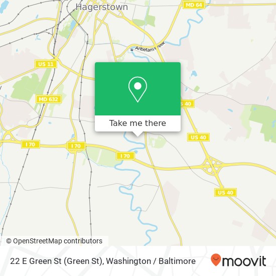 Mapa de 22 E Green St (Green St), Hagerstown, MD 21740