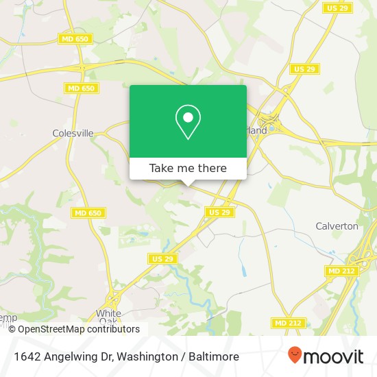 Mapa de 1642 Angelwing Dr, Silver Spring, MD 20904