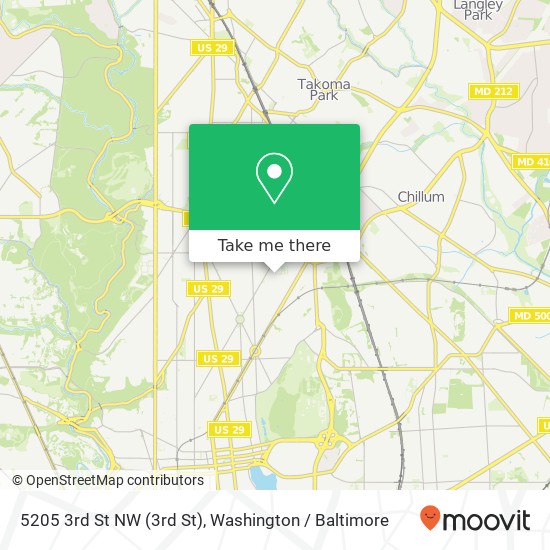 Mapa de 5205 3rd St NW (3rd St), Washington, DC 20011