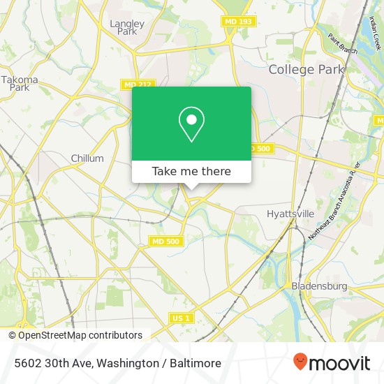 Mapa de 5602 30th Ave, Hyattsville, MD 20782