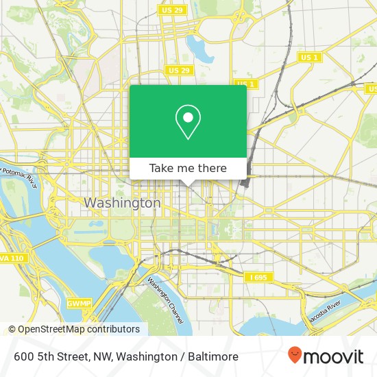 600 5th Street, NW, 600 5th Street, NW, Washington, DC 20001, USA map