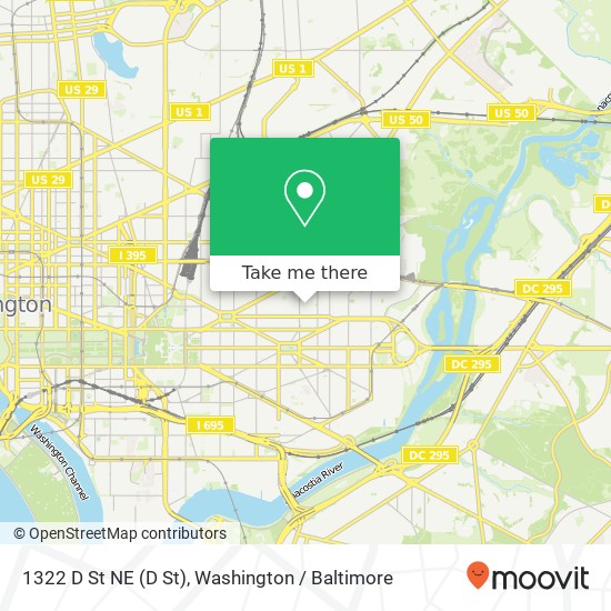 Mapa de 1322 D St NE (D St), Washington, DC 20002