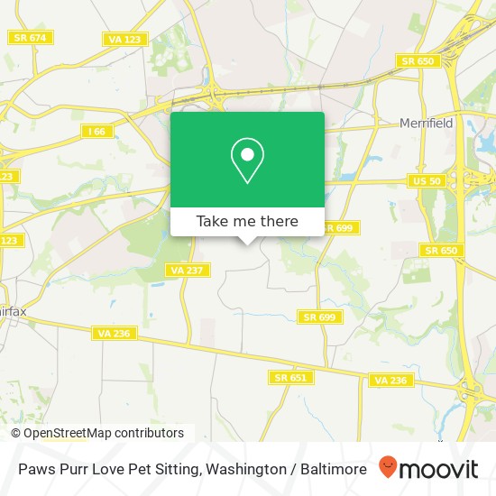 Mapa de Paws Purr Love Pet Sitting, Santayana Dr