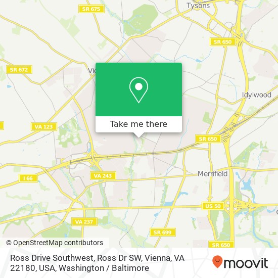 Mapa de Ross Drive Southwest, Ross Dr SW, Vienna, VA 22180, USA