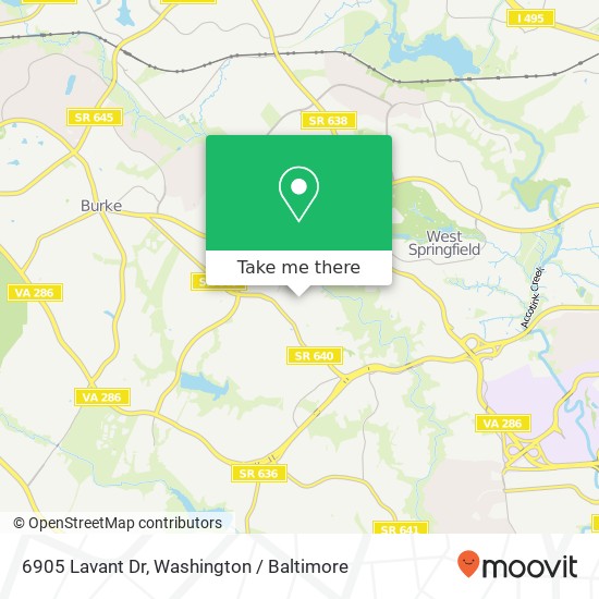 Mapa de 6905 Lavant Dr, Springfield, VA 22152
