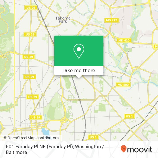 Mapa de 601 Faraday Pl NE (Faraday Pl), Washington, DC 20017