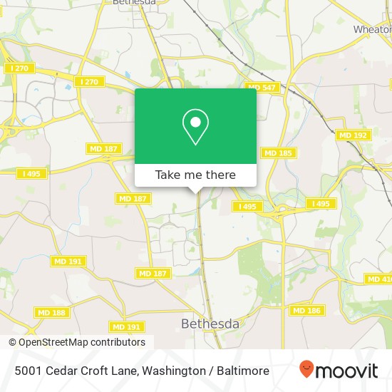 Mapa de 5001 Cedar Croft Lane, 5001 Cedar Croft Ln, Bethesda, MD 20814, USA