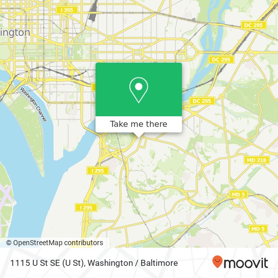 Mapa de 1115 U St SE (U St), Washington, DC 20020