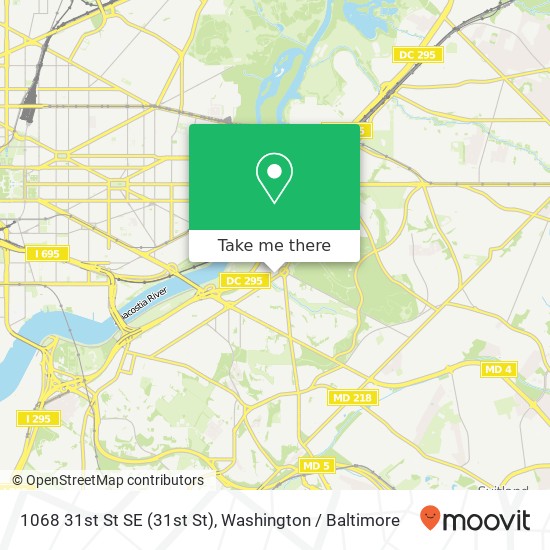 Mapa de 1068 31st St SE (31st St), Washington, DC 20019