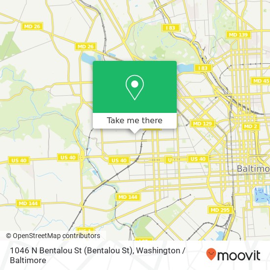 Mapa de 1046 N Bentalou St (Bentalou St), Baltimore, MD 21216