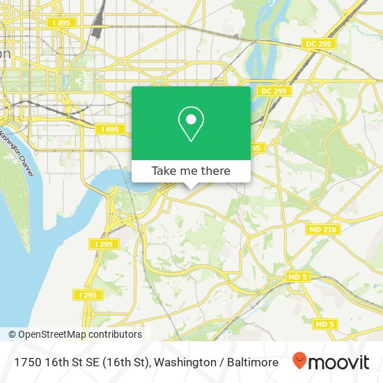 Mapa de 1750 16th St SE (16th St), Washington, DC 20020