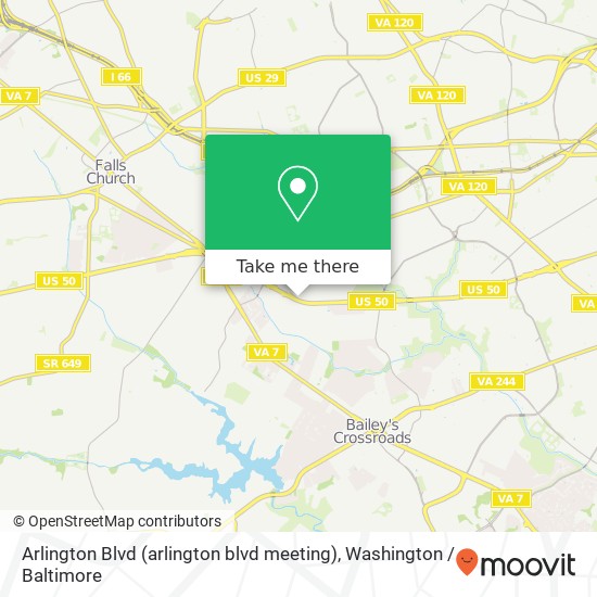 Mapa de Arlington Blvd (arlington blvd meeting), Falls Church (SEVEN CORNERS), VA 22044