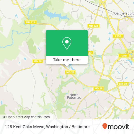 Mapa de 128 Kent Oaks Mews, Gaithersburg, MD 20878