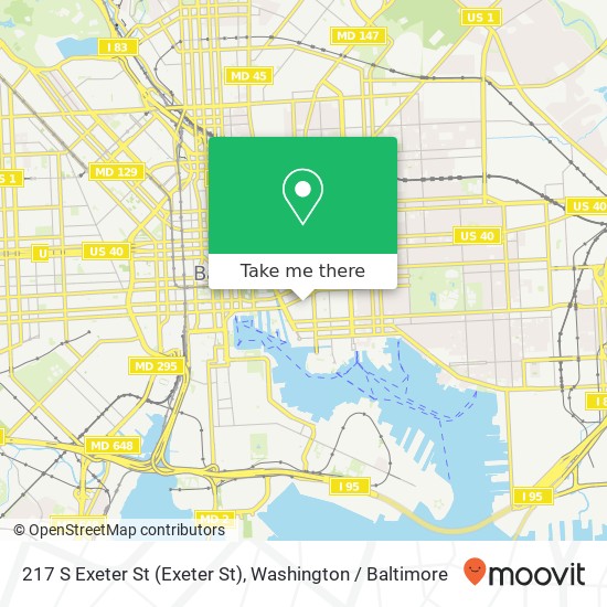 Mapa de 217 S Exeter St (Exeter St), Baltimore, MD 21202