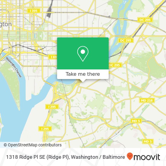 Mapa de 1318 Ridge Pl SE (Ridge Pl), Washington, DC 20020