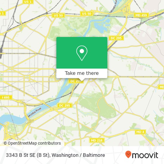 Mapa de 3343 B St SE (B St), Washington, DC 20019
