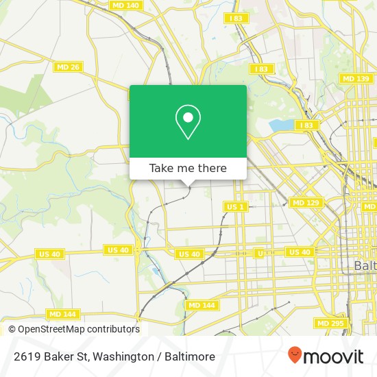 Mapa de 2619 Baker St, Baltimore, MD 21216
