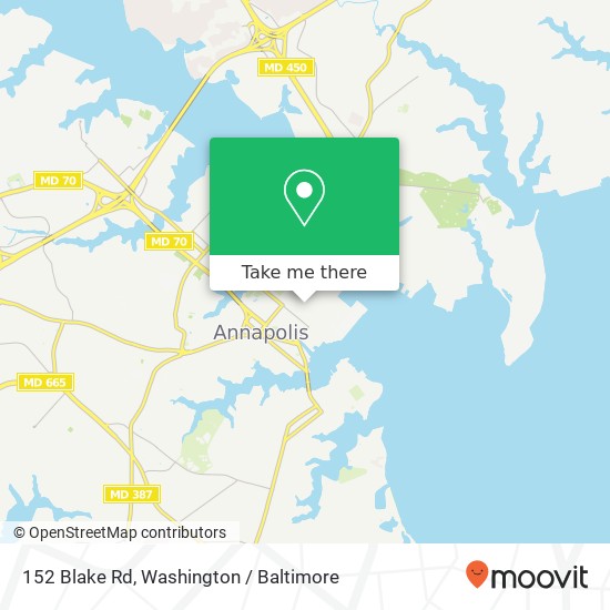 Mapa de 152 Blake Rd, Annapolis, MD 21402