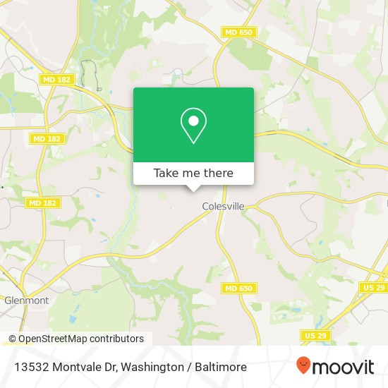 Mapa de 13532 Montvale Dr, Silver Spring, MD 20904