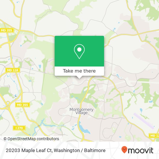 Mapa de 20203 Maple Leaf Ct, Montgomery Village, MD 20886