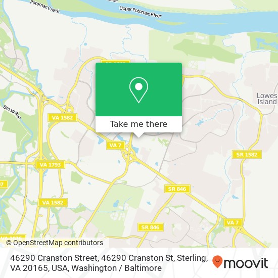46290 Cranston Street, 46290 Cranston St, Sterling, VA 20165, USA map