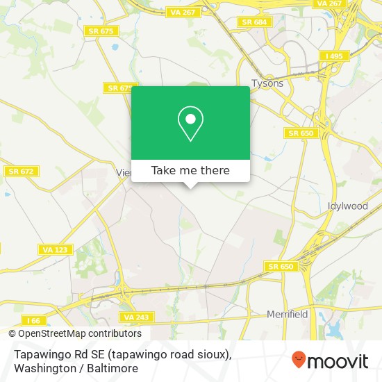 Mapa de Tapawingo Rd SE (tapawingo road sioux), Vienna, VA 22180