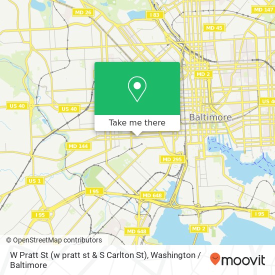 Mapa de W Pratt St (w pratt st & S Carlton St), Baltimore, MD 21223