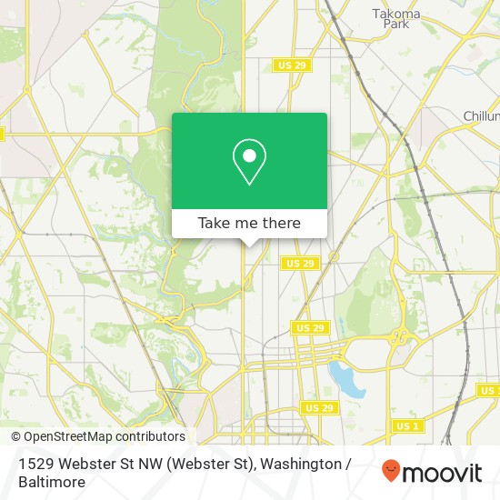 Mapa de 1529 Webster St NW (Webster St), Washington, DC 20011