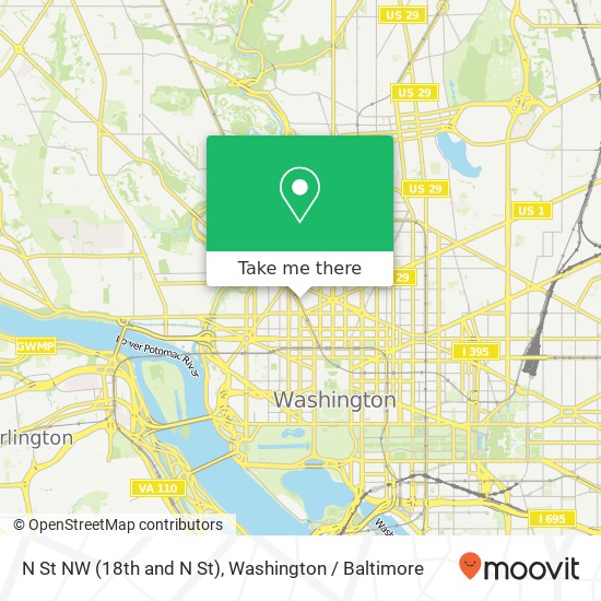 Mapa de N St NW (18th and N St), Washington, DC 20036