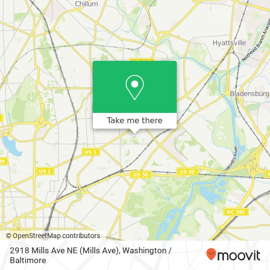 Mapa de 2918 Mills Ave NE (Mills Ave), Washington, DC 20018