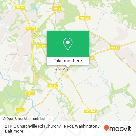 Mapa de 219 E Churchville Rd (Churchville Rd), Bel Air, MD 21014