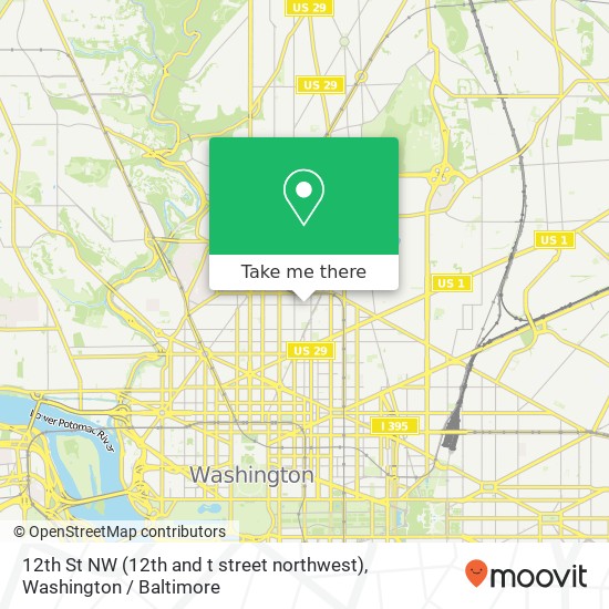 Mapa de 12th St NW (12th and t street northwest), Washington, DC 20009