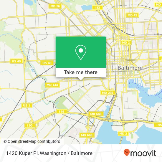 Mapa de 1420 Kuper Pl, Baltimore, MD 21223