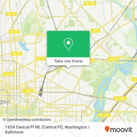 Mapa de 1854 Central Pl NE (Central Pl), Washington, DC 20002