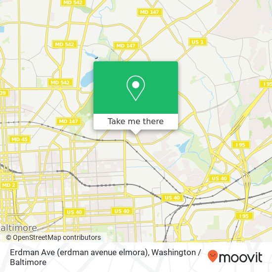 Mapa de Erdman Ave (erdman avenue elmora), Baltimore, MD 21213